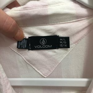 Volcom Button Up Tee Dress Pink / White
